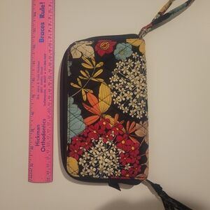 Vera Bradley Blue Wallet with Floral Design and Zipper Closure